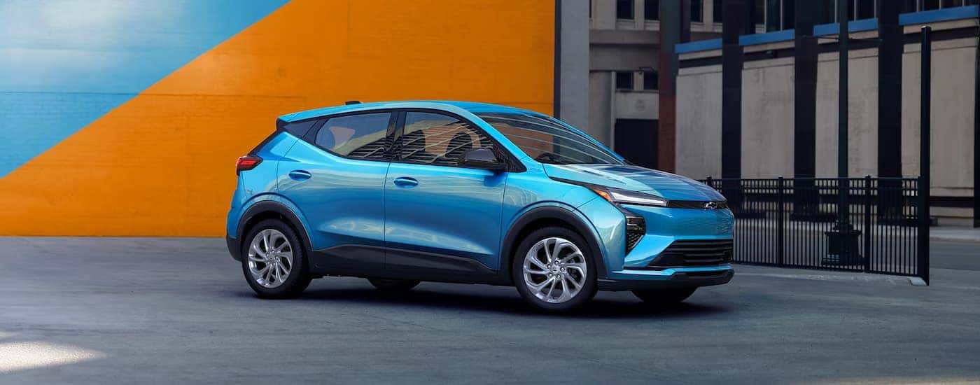 A blue 2027 Chevy Bolt parked for sale near East Greenbush