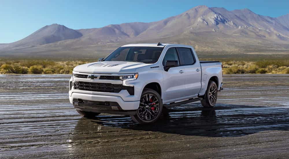 White 2026 Chevy Silverado 1500 parked off-road.
