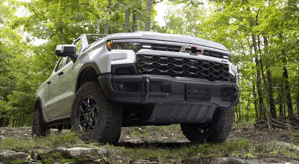 White 2026 Chevy Silverado 1500 ZR2 Bison driving off-road