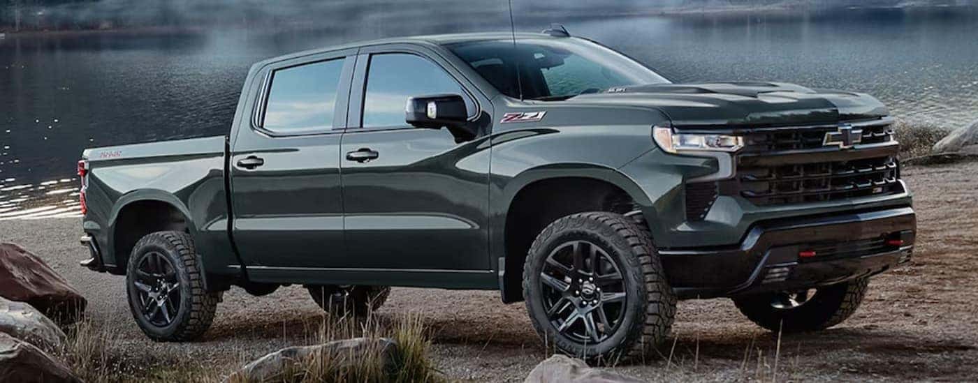 A green 2026 Chevy Silverado 1500 Z71 parked offroad.