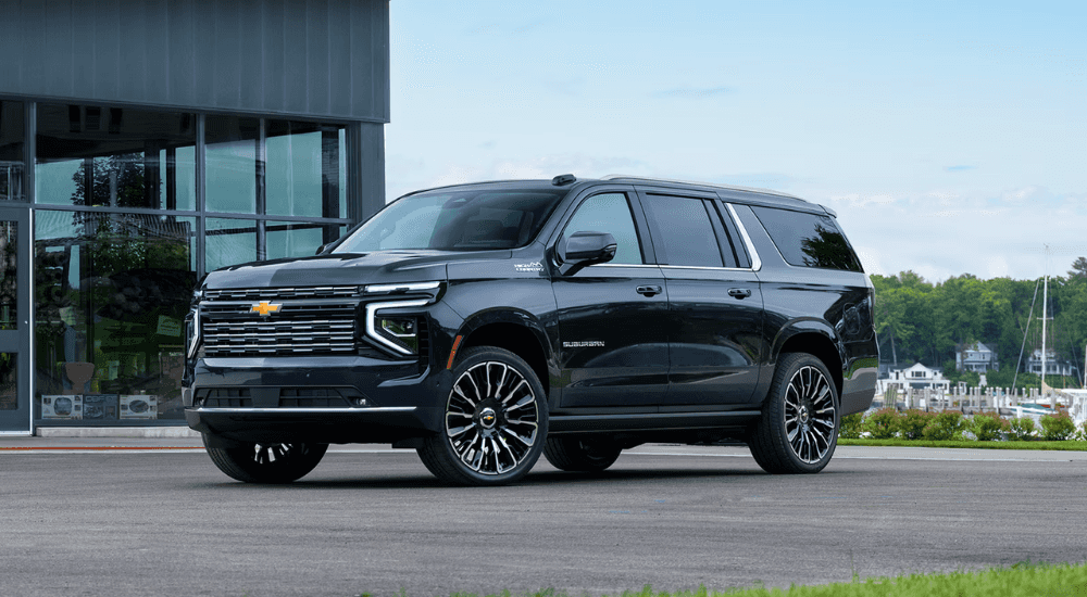 Black 2026 Chevy Suburban parked at an angle