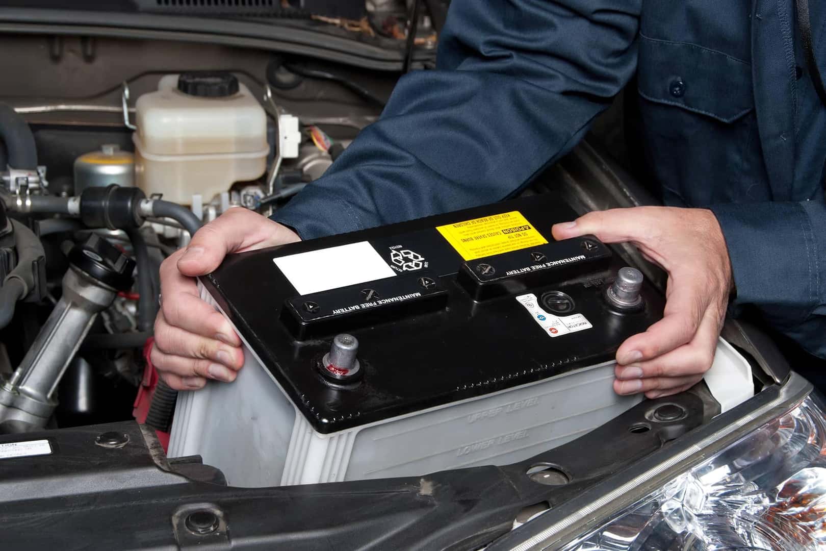 technician changing battery