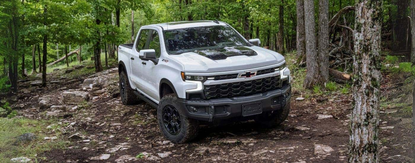 A white 2023 Chevy Silverado 1500 ZR2 Bison from a dealer with used trucks for sale near Troy