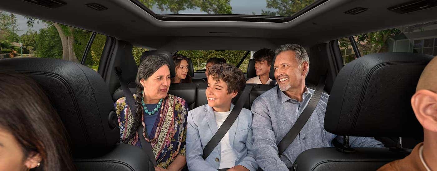 Family in the three rows of seating in a 2026 Chevy Traverse