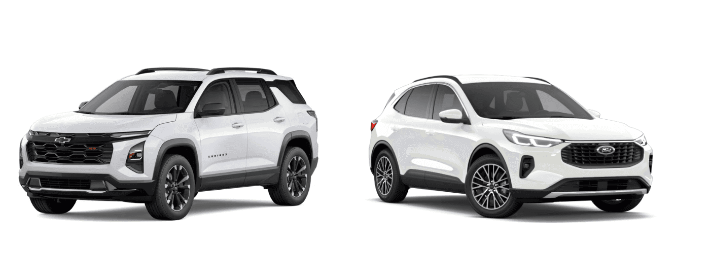 A white 2026 Chevy Equinox vs a white 2026 Ford Escape