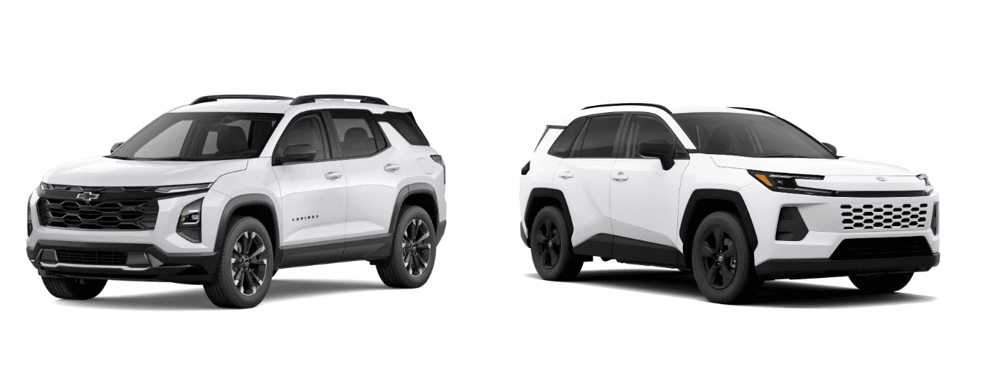A white 2026 Chevy Equinox vs a white 2026 Toyota RAV4