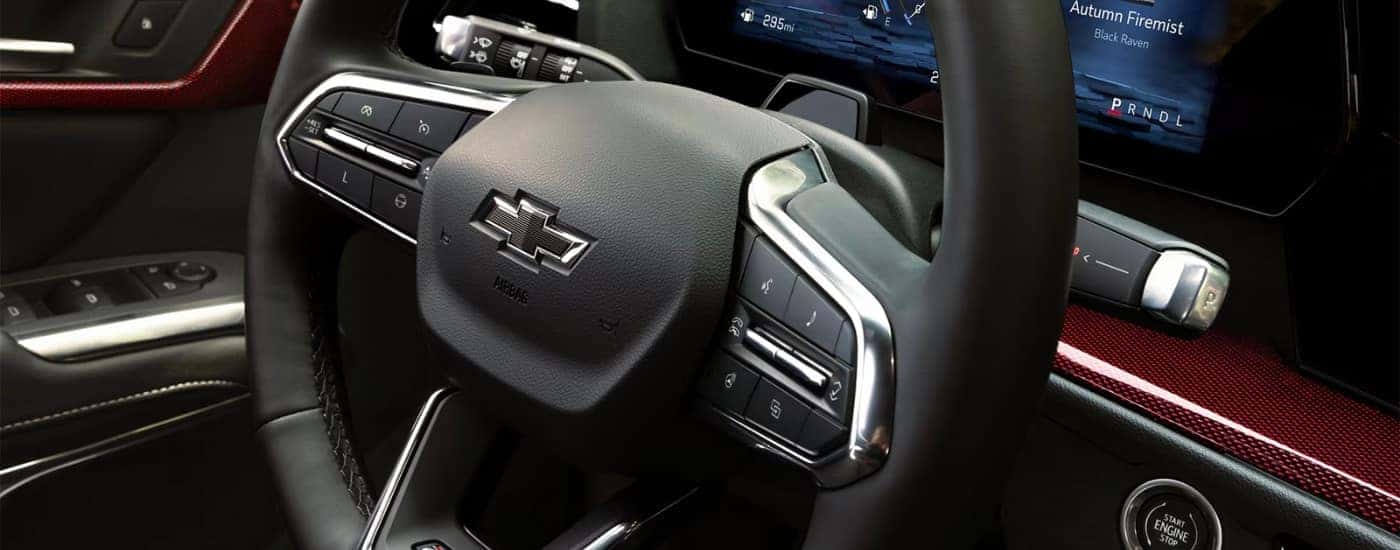 Close up the the 2026 Chevy Traverse Z71 steering wheel.
