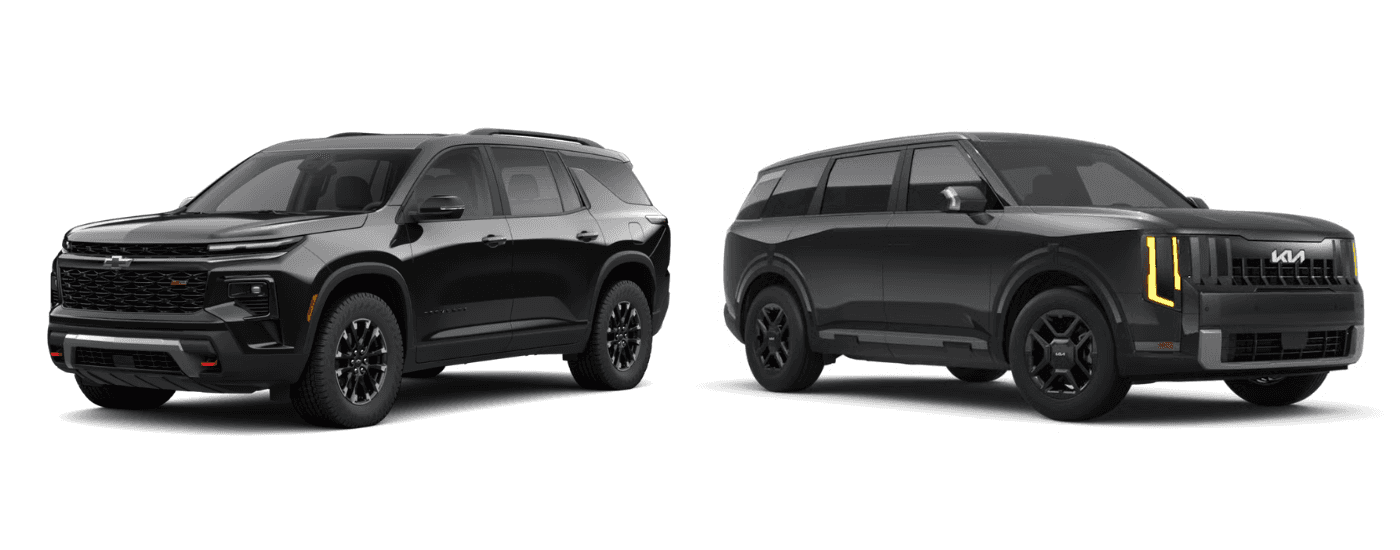 A black 2026 Chevy Traverse vs a black 2027 Kia Telluride