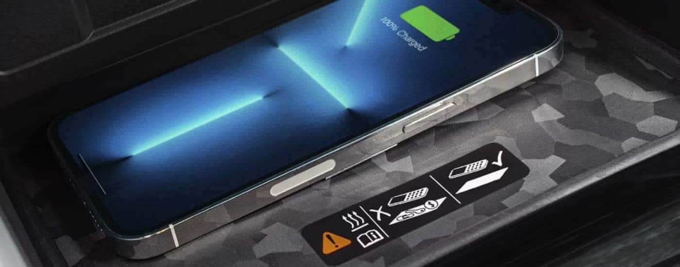 Dual wireless phone charging available on a 2026 Chevy Colorado.