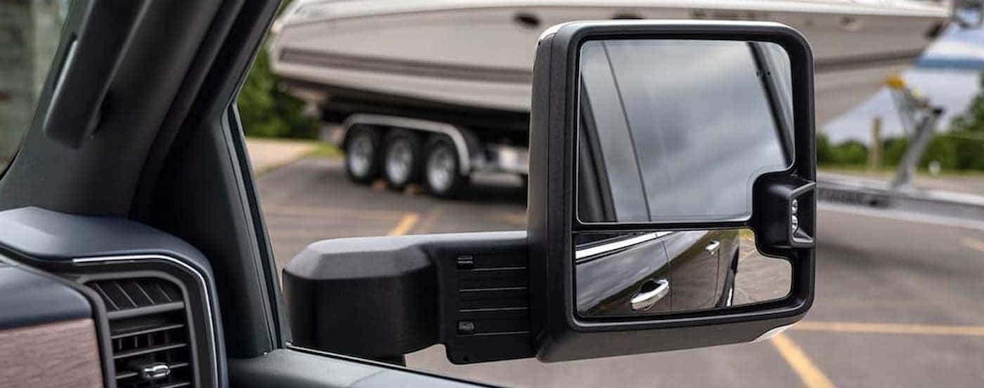 Close-up of a mirror on a 2026 Chevy Silverado 2500 HD.
