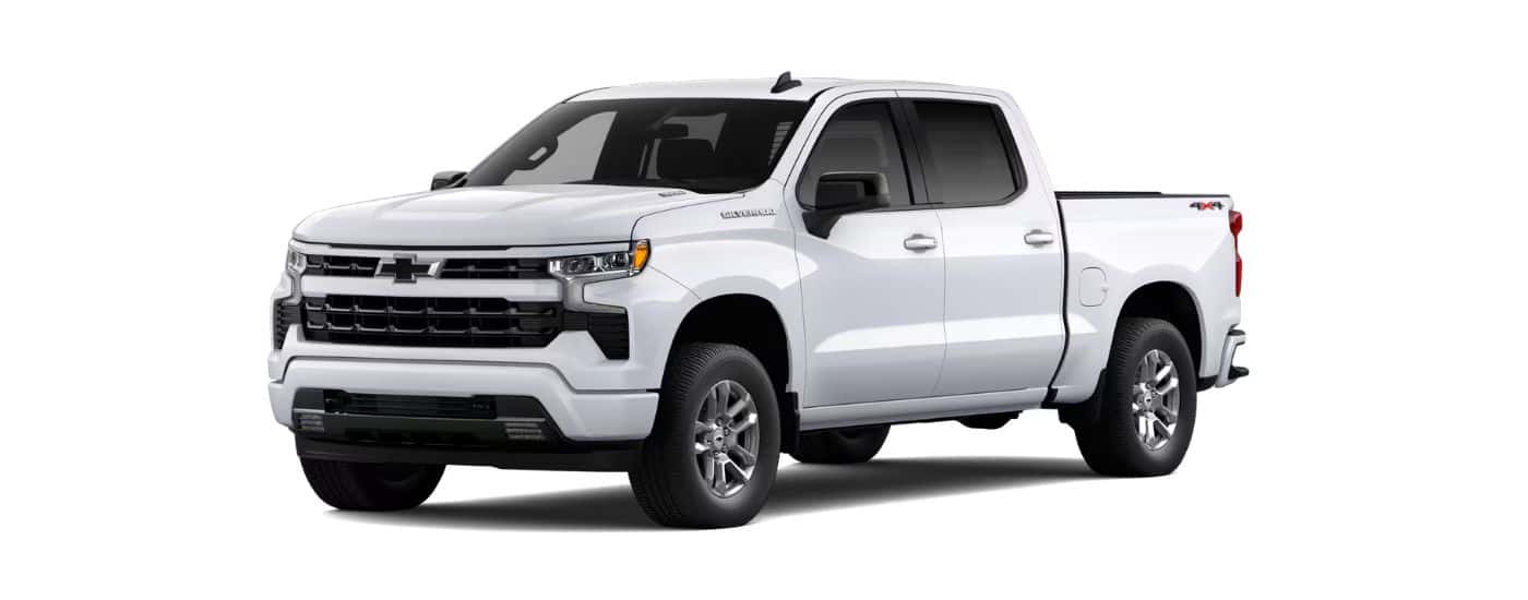 A white 2026 Chevy Silverado 1500 RST angled left on a white background.