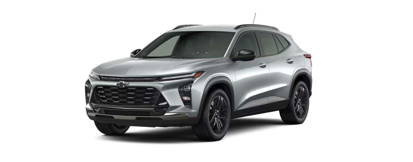 A silver 2026 Chevy Trax angled left.