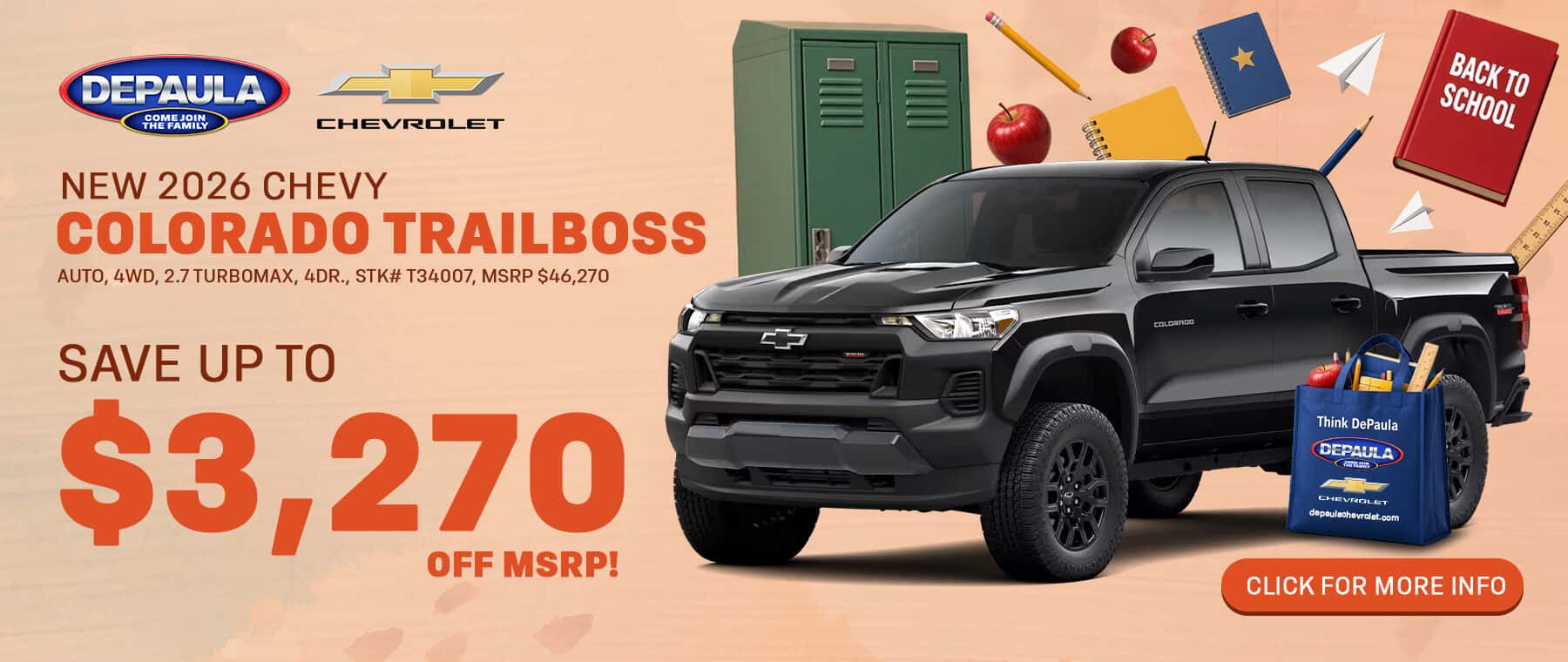 NEW 2026 CHEVY COLORADO TRAILBOSS SAVE UP TO $3,270 OFF MSRP