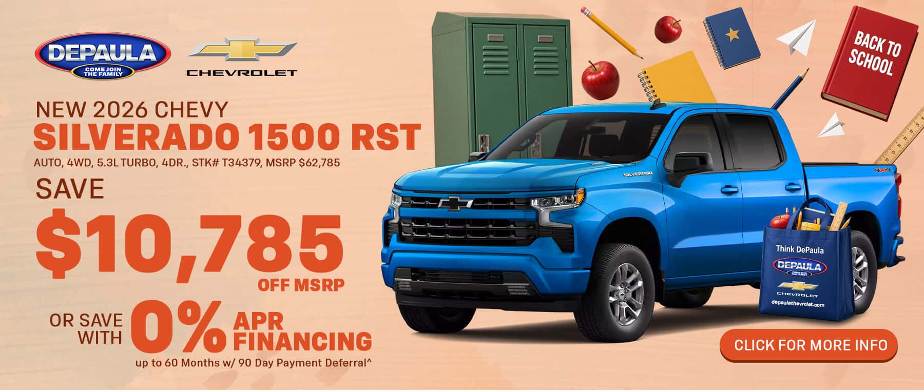 New 2026 Chevy Silverado 1500 RST Save $10,785 off MSRP or save with 0% APR Financing