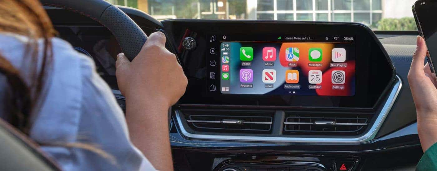 Interior view of a 2026 Chevy Trax infotainment display.