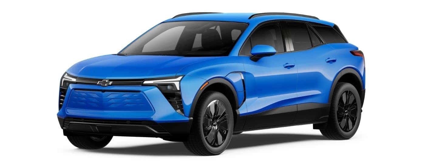 Blue 2027 Chevy Blazer EV LT Sport Edition angled left