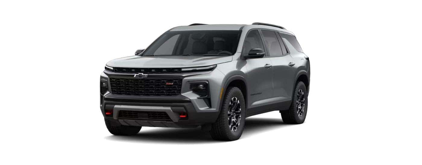 Grey 2027 Chevy Traverse Z71 angled left.