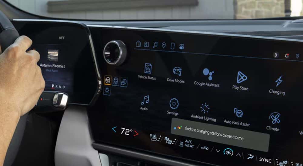 Close up of the infotainment display in a 2027 Chevy Equinox EV.