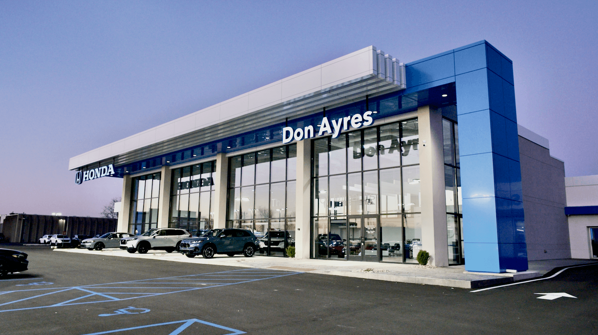 An exterior shot of a Don Ayres Honda dealership
