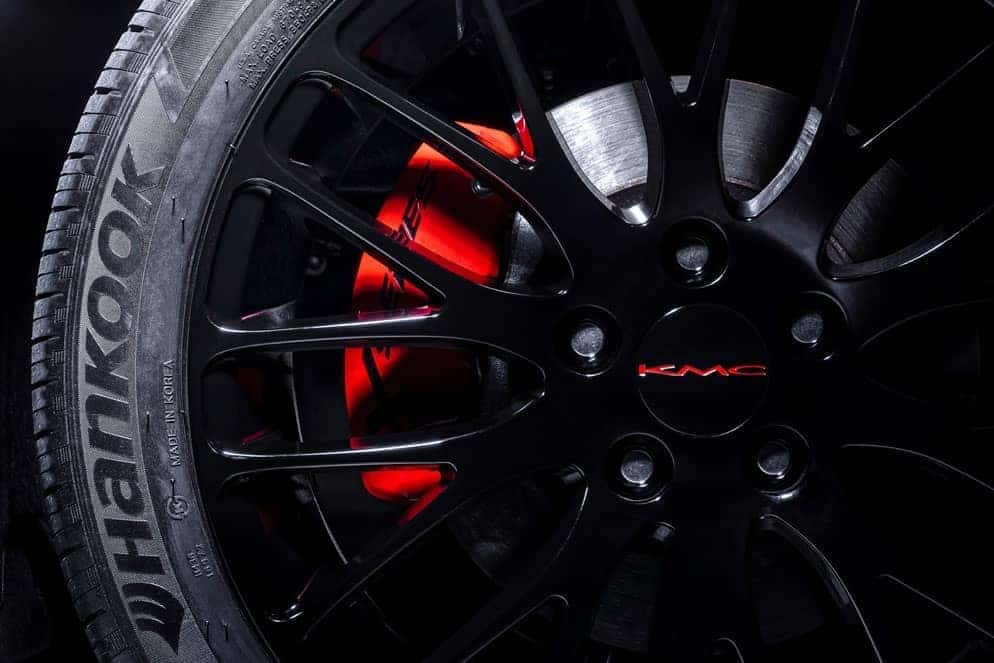 Toyota Camry XP wheel with red brake caliper