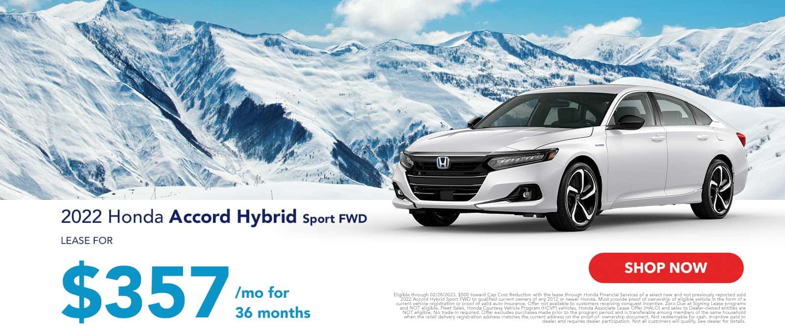 2022 Accord Hybrid Sport FWD. Lease for $357/mo for 36 months