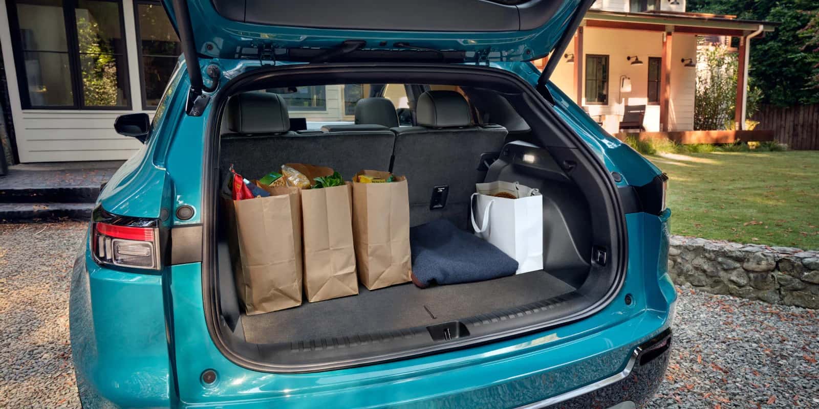 2026 Honda Prologue cargo capacity shown with trunk open and full of groceries