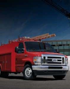 Red commercial vehicle