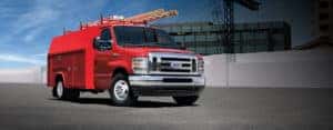 Red commercial vehicle