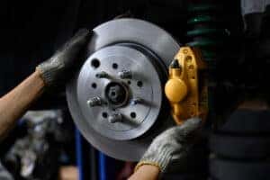 Brake service in progress
