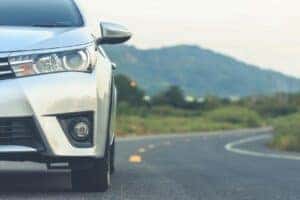 Car driving on open road