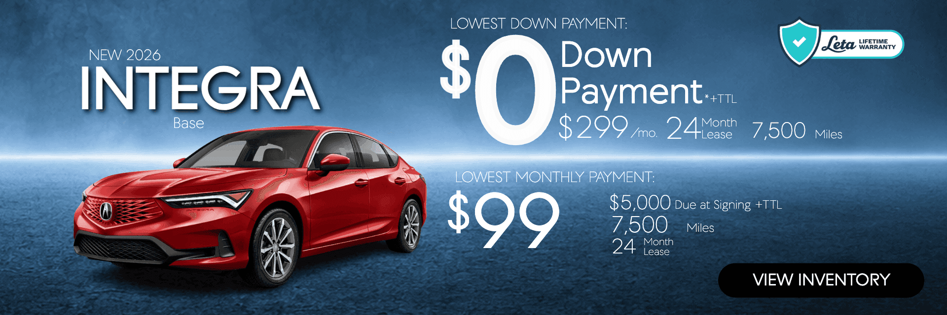 Acura Integra $99/mo $0 Down Frank Leta Acura St. Louis