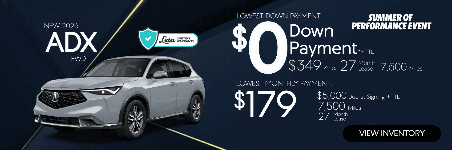 Acura ADX $179/mo $0 Down Frank Leta Acura St. Louis