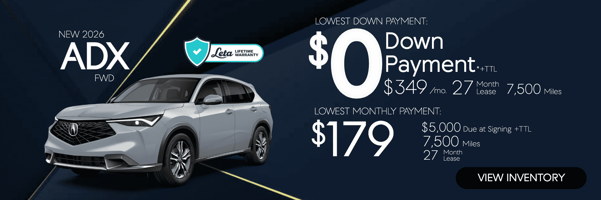 Acura ADX $179/mo $0 Down Frank Leta Acura St. Louis