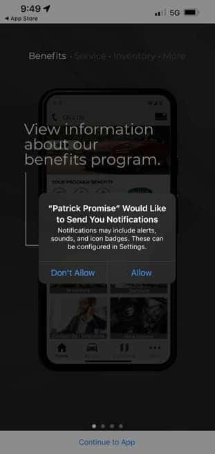 Patrick Promise App: Allowing Screen Notifications