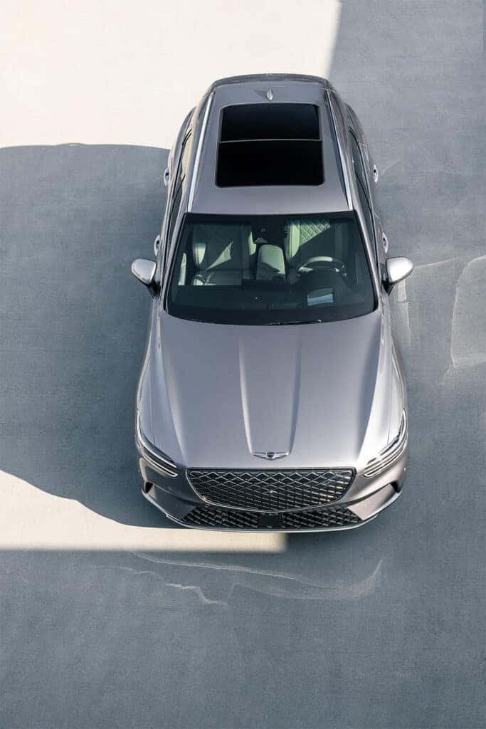 Top view of the 2025 Genesis Electrified GV70 showcasing its sleek design and modern features.