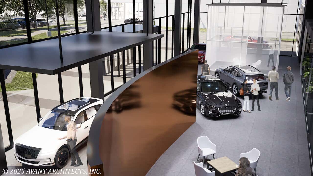 Overhead Genesis of Omaha showroom rendering