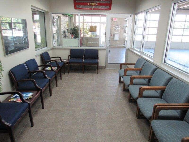 Holz Motors body shop waiting room