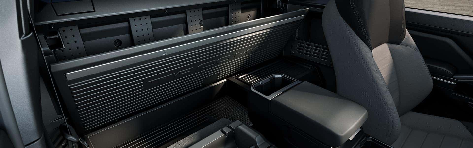 2024 Toyota Tacoma at Lancaster Toyota in East Petersburg, PA | Interior of the 2024 Toyota Tacoma Featuring Extra Storage