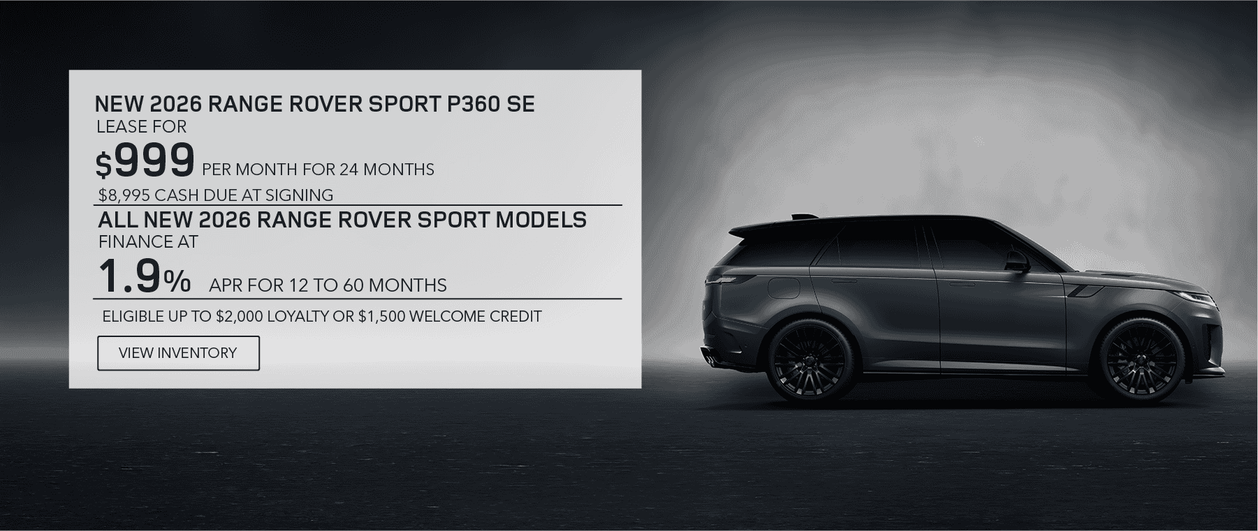 New 2026 Range Rover Sport lease, apr, and loyalty offer for October 206