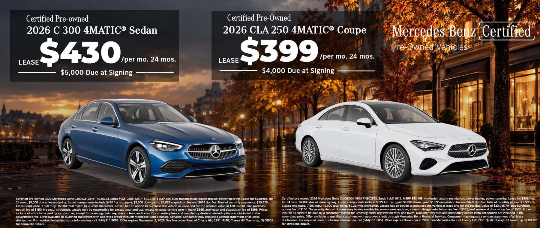 Mercedes-Benz of Cherry Hill FORMER LOANER C 300 - CLA LEASE OFFERS