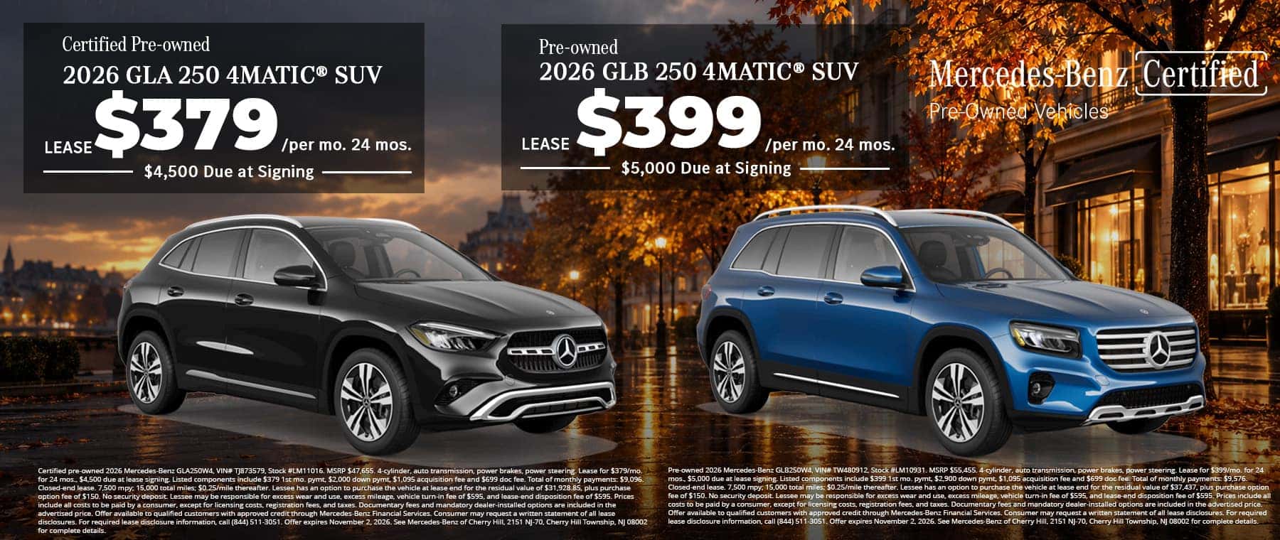 Mercedes-Benz of Cherry Hill Former Loaner GLA-GLB Lease Offer