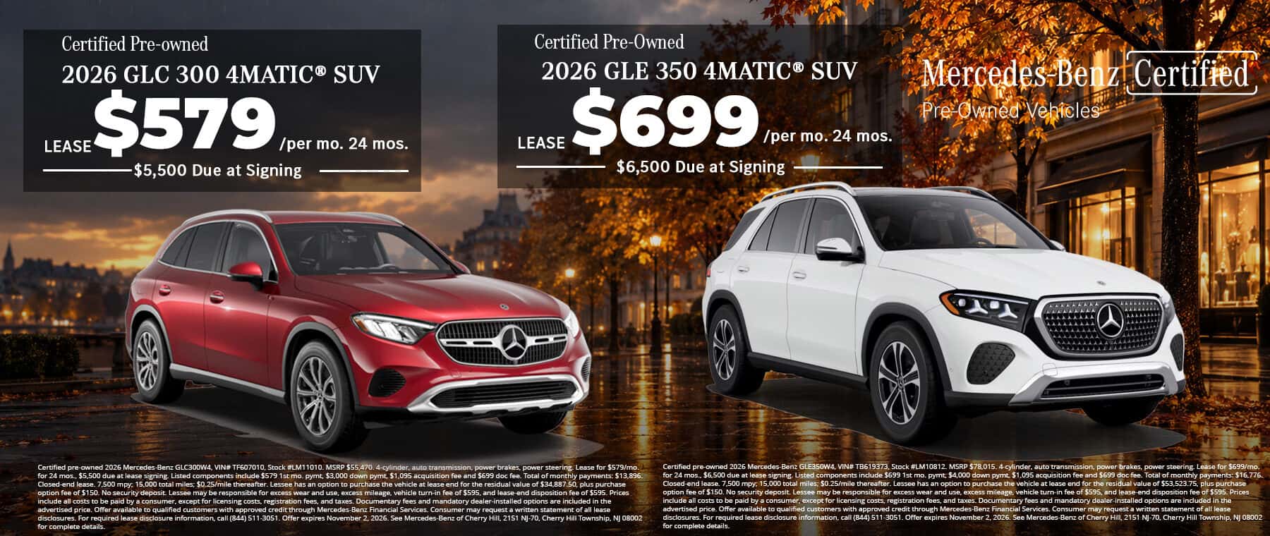 Mercedes-Benz of Cherry Hill Former Loaner GLC-GLE Lease Offer