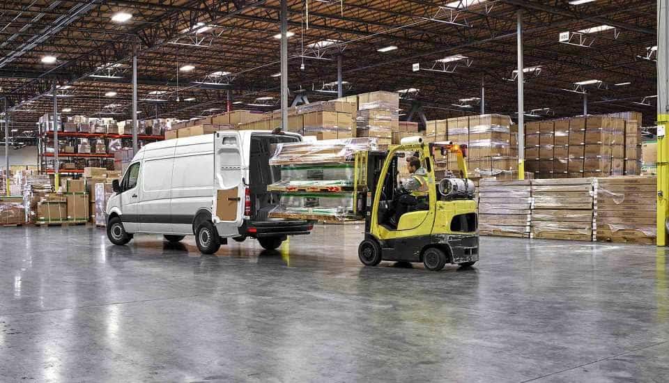 2017 Sprinter Cargo Van Exterior in a wearhouse