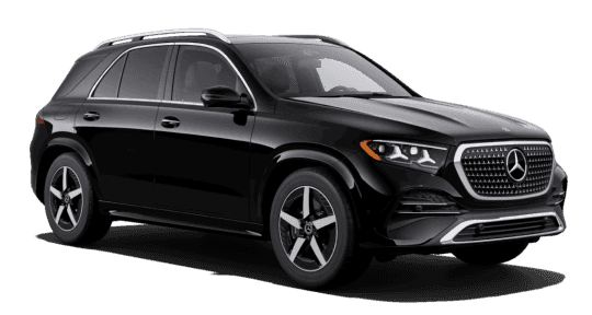 Front three-quarter view of a black Mercedes-Benz GLE SUV.