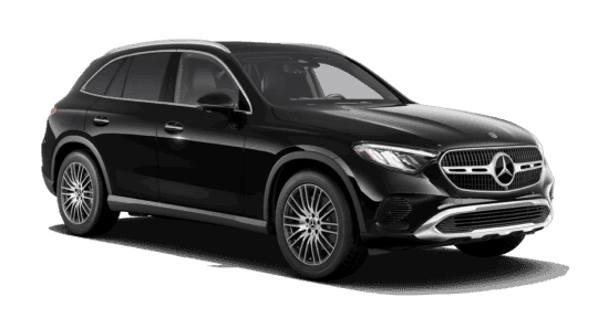 2027 Mercedes-Benz GLC 300 4MATIC in Black, front three-quarter studio view.