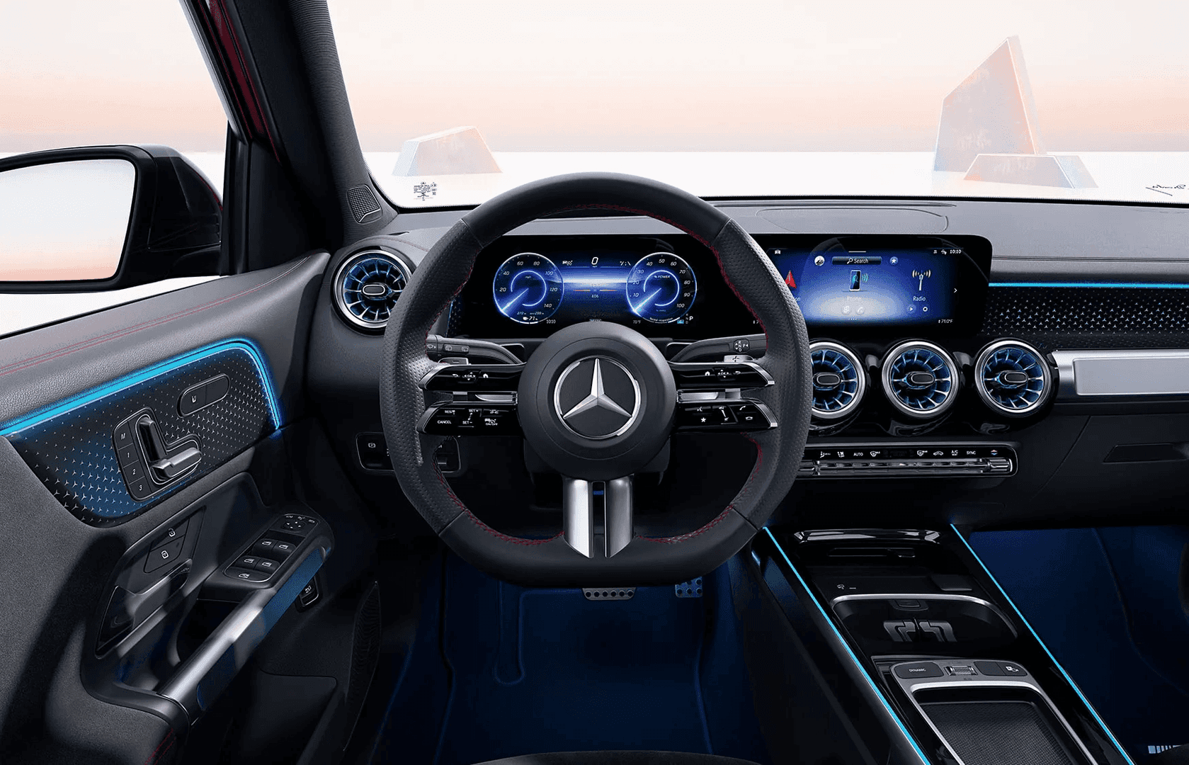 Dashboard of a vehicle equipped with the Mercedes me app