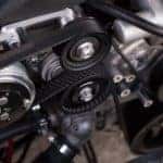 The inner mechanics of a car engine.