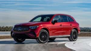 red 2025 Mercedes-Benz GLC parked in a street
