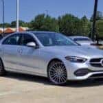 Silver 2026 Mercedes-Benz C 300 sedan shown from a front three-quarter angle