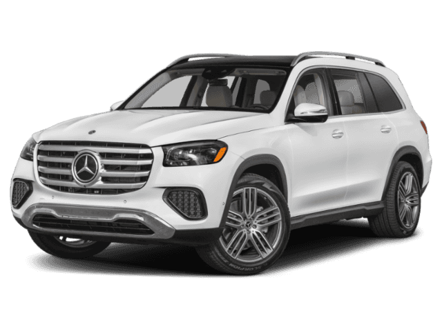 White 2026 Mercedes-Benz GLS 450 luxury SUV shown from a front three-quarter angle